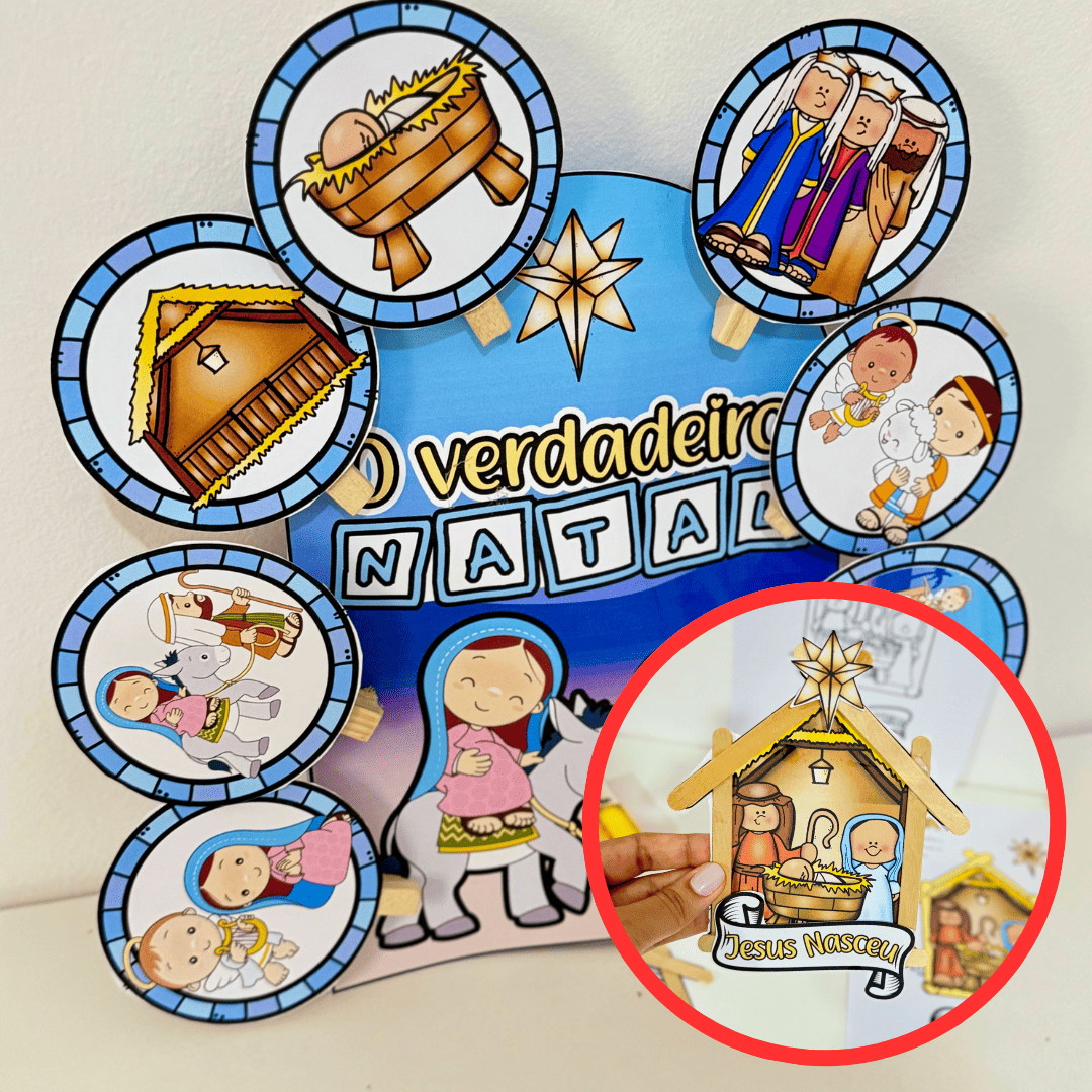 Kit Luva o Verdadeiro Natal + Presépio de Palitos