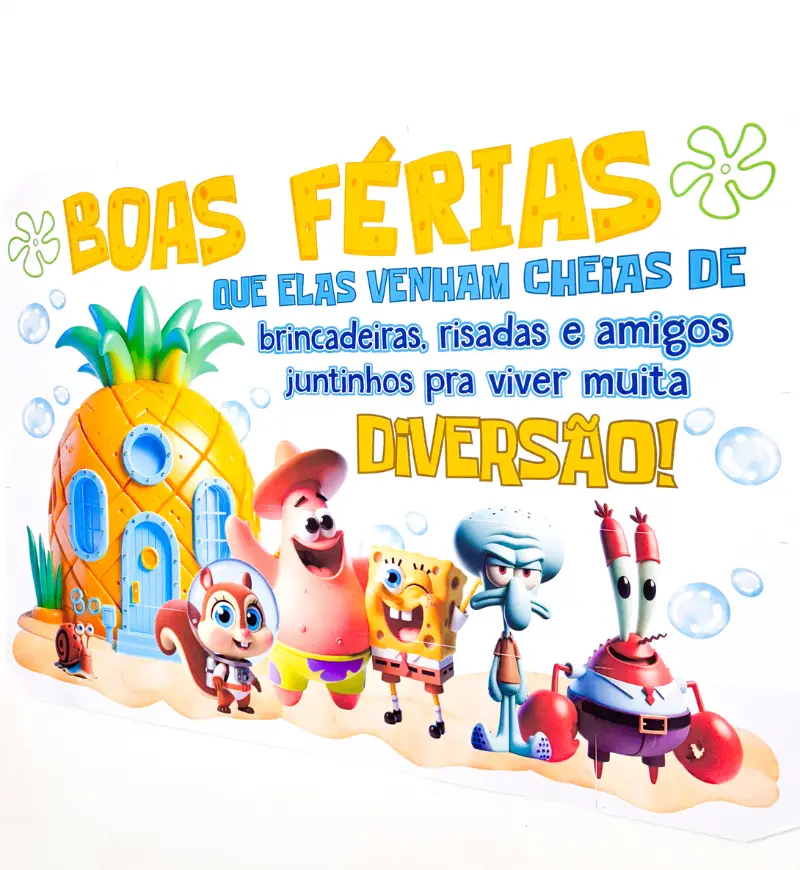 Painel Boas Férias - Inspirado no Bob Esponja