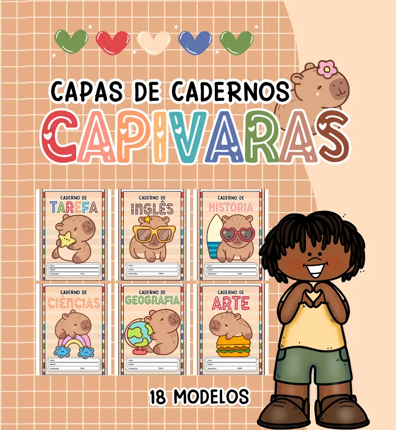 Kit Capas Para Caderno - Capivara